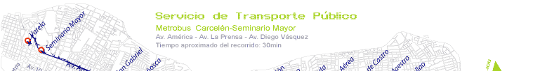 Quito Metrobus Map, seminario mayor to carcelen